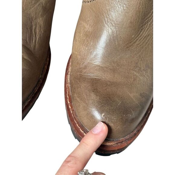 FRYE Lucy Engineer Boots Booties Taupe Brown Leather Size 7 Heel - Picture 12 of 16
